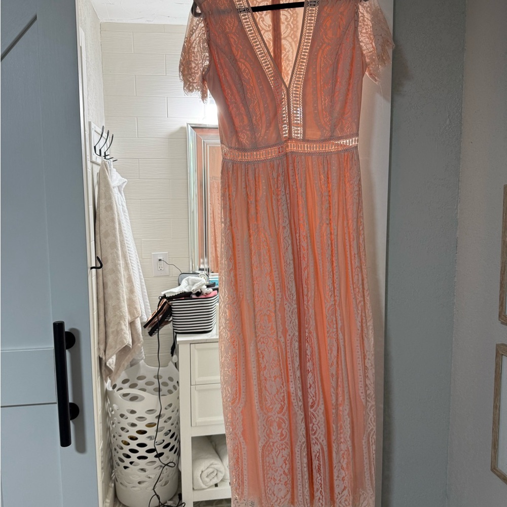 Elegant Lace Pink Dress